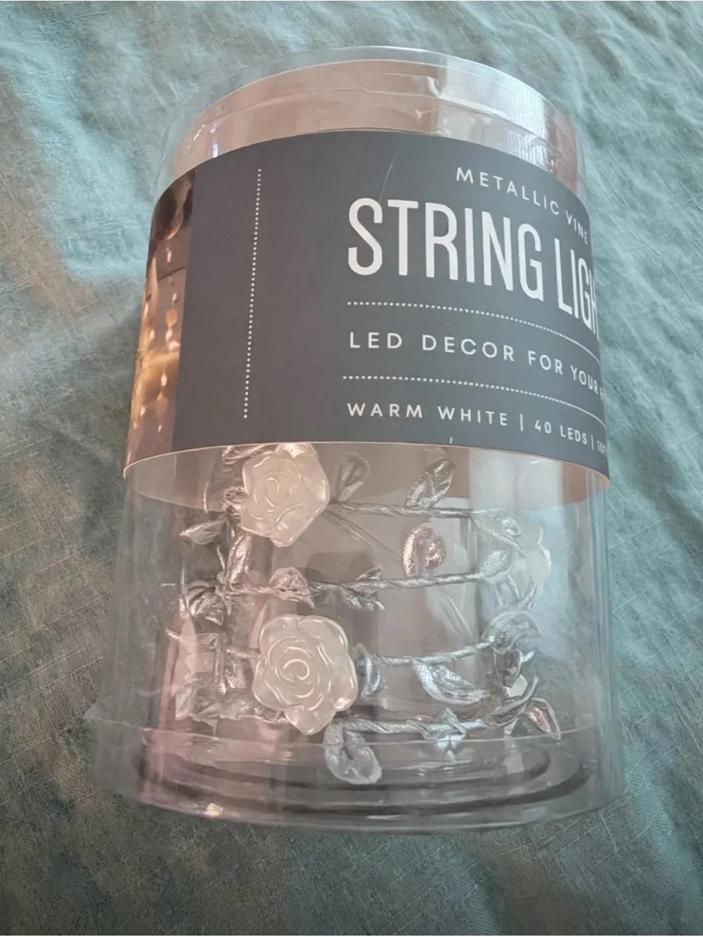 Mercury Innovations Metallic Vine String Lights - Warm White LED (Silver) Rose